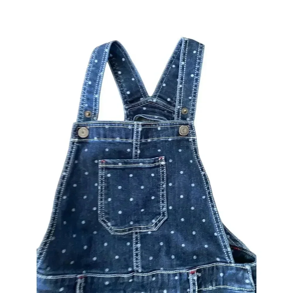 Gymboree Girls Blue & White Apple Overalls Jumpsuit Size 8